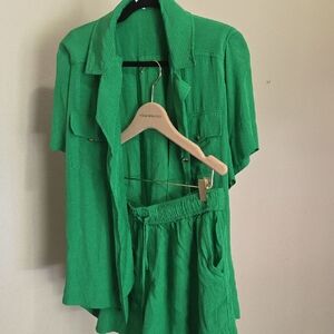 Ganni Vibrant Green Two-Piece Set